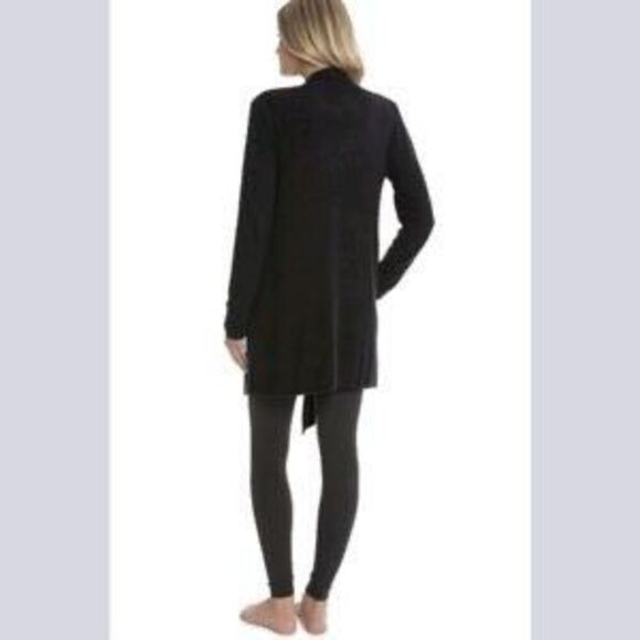 Barefoot Dreams Cozychic S/M Lite Island Wrap Cardigan Black Pockets Open Front - Picture 4 of 16